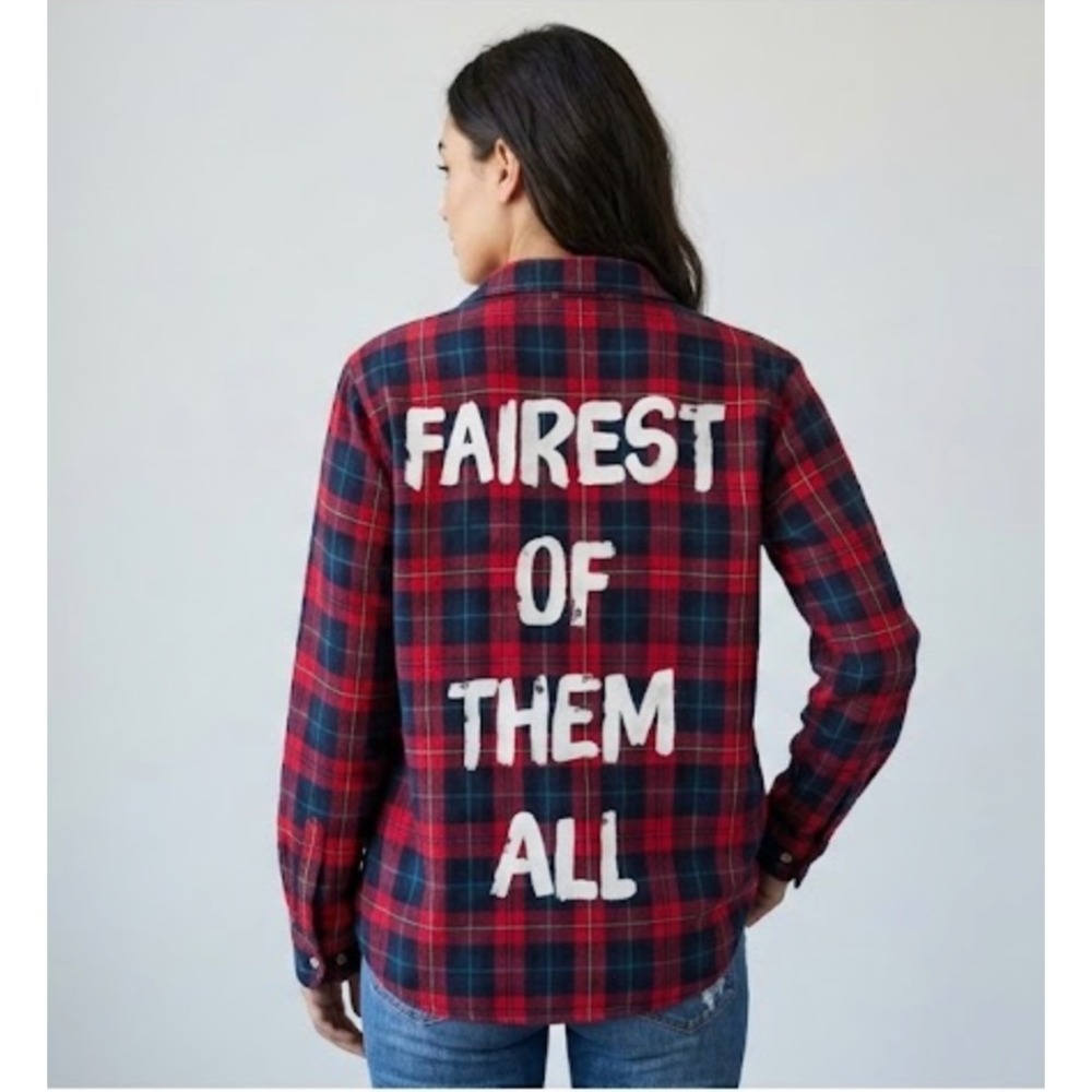 Disney Cakeworthy Snow White Flannel Shirt Red Plaid Fairest Of Them All M/L